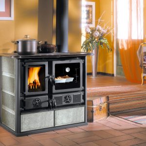 Sporák na tuhá paliva La Nordica Rosa 5.0 Petra šedý mastek