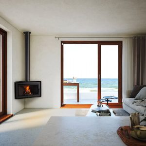 Designový závěsný krb Rocal ANGLE černý