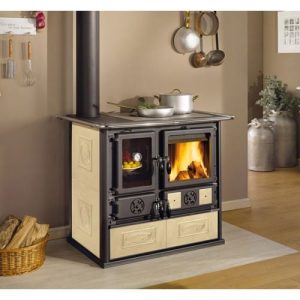 Sporák na tuhá paliva La Nordica Rosa Reverse Sinistra šedý přírodní kámen