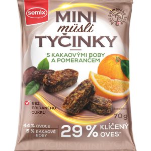 Semix Mini müsli tyčinky s kakaovými boby a pomerančem bez lepku 70 g