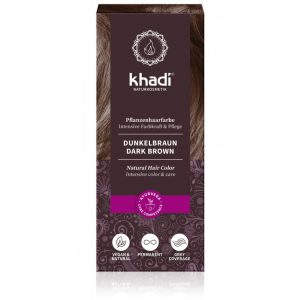 Khadi Rostlinná barva na vlasy tmavě hnědá 100g