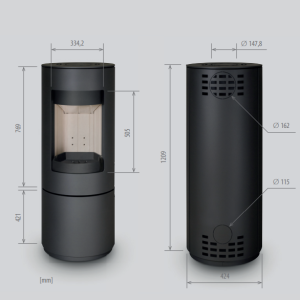 Krbová kamna Almeva Hearth SCINTILLA STEEL plech černá