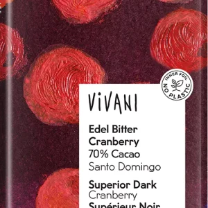 Vivani hořká čokoláda 70% s brusinkami 100g BIO