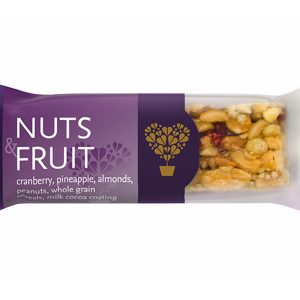 Tyčinka Natureland Ořechy a ovoce v mléčné polevě 40 g