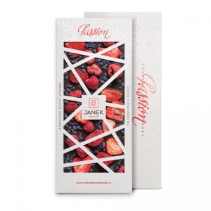 JANEK 72% Čokoláda tmavá  Passion (jahody, maliny,fialka) 120g