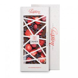 JANEK 41% Čokoláda mléčná  Passion (jahody, maliny, fialka) 120g