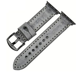 eses Kožený barevný řemínek pro Apple Watch – Šedo černý 38mm, 40mm, 41mm