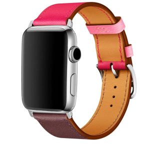 eses Kožený barevný řemínek pro Apple Watch – Růžovo vínový 38mm, 40mm, 41mm