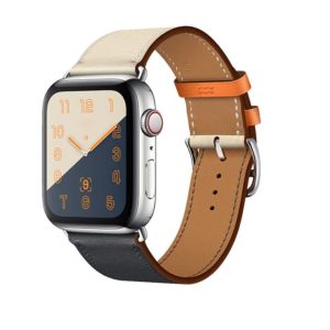 eses Kožený barevný řemínek pro Apple Watch – Béžovo tmavě modrý 38mm, 40mm, 41mm