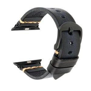 eses Kožený vintage řemínek pro Apple Watch – Černý 38mm, 40mm, 41mm