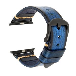 eses Kožený vintage řemínek pro Apple Watch – Modrý 38mm, 40mm, 41mm