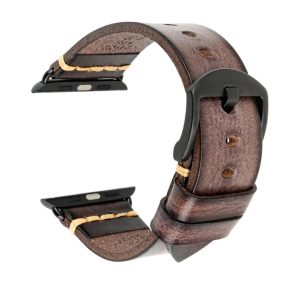 eses Kožený vintage řemínek pro Apple Watch – Hnědý 42mm, 44mm, 45mm, 49mm