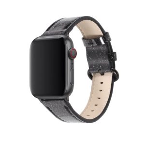 eses Kožený glitrový řemínek pro Apple Watch – Černý 38mm, 40mm, 41mm