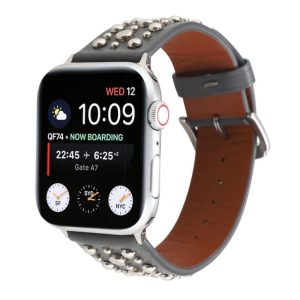 eses Kožený řemínek s nýty pro Apple Watch – Šedý 38mm, 40mm, 41mm