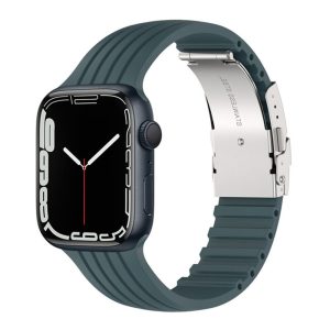 eses Silikonový řemínek pro Apple Watch s kovovou sponou – Zelený 42mm, 44mm, 45mm, 49mm
