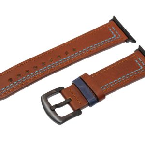eses Kožený řemínek pro Apple Watch – Hnědý s modrým vzorem 38mm, 40mm, 41 mm