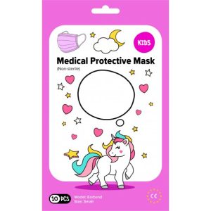 Dětská třívrstvá jednorázová ochranná rouška RŮŽOVÁ, balení 10ks