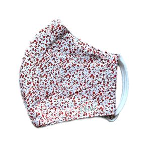 TNG rouška textilní 3-vrstvá, květinový červeno-bílý vzor, velikost S