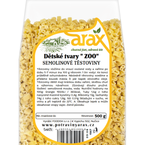 ARAX Těstoviny semolinové zvířátka „Dětské tvary, ZOO“ 500 g