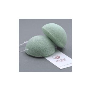 KONJAC Zelená konjac obličejová půlkulatá houbička s aloe vera