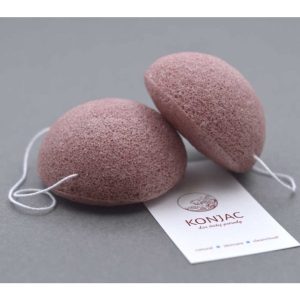 KONJAC Červená konjac obličejová půlkulatá houbička s francouzským červeným jílem