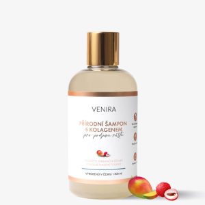 VENIRA přírodní šampon s kolagenem pro podporu růstu, mango-liči, 300 ml