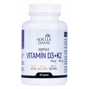 Adelle Davis Vitamín D3+K2, 60 kapslí