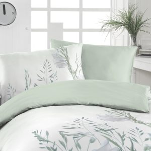 Saténové povlečení Florella Sebros Salbei Rozměr: 70×90 + 140×200 cm