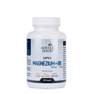 Adelle Davis Magnézium, 200mg a B6 40mg, 100 kapslí