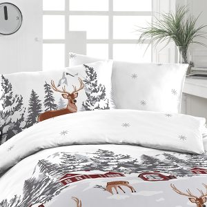 Flanelové povlečení Florella Daness White Rozměr: 70×90 + 140×200 cm