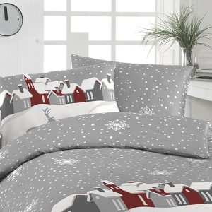 Florella Flanelové povlečení Town Grey Rozměr: 70×90 + 140×200 cm