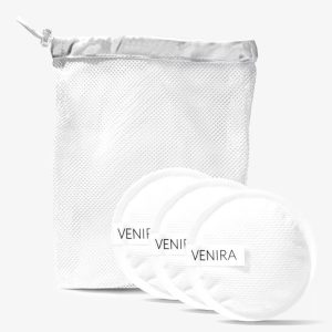 VENIRA odličovací tampony na pleť ze 100 % bavlny, bílé, 3 kusy
