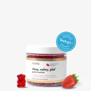 VENIRA gumoví medvídci pro vlasy, nehty a pleť – jahoda, 30 medvídků