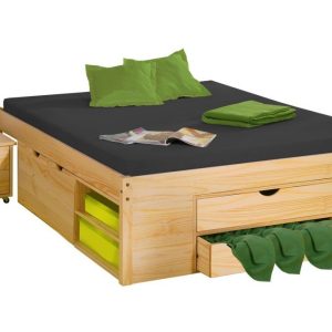 Postel z masivu s úložným prostorem IA8802 140×200, masiv borovice