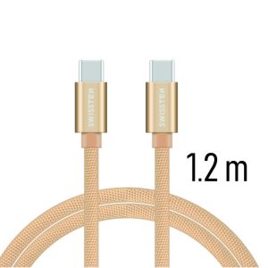 SWISSTEN datový kabel USB-C/USB-C, textilní oplet, 1,2 m Barva kabelu: Zlatá