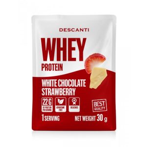 Descanti whey protein – bílá čokoláda a jahoda Množství: 30 g