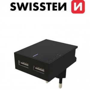 SWISSTEN cestovní slim nabíječka 2x USB, 3 A Barva: Bílá