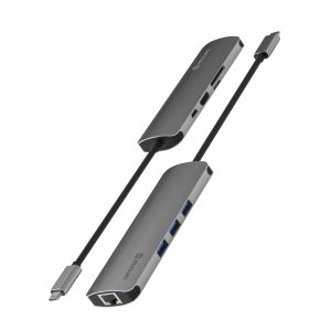 SWISSTEN USB-C hub 8-in-1 (USB-C PD, HDMI 4K, LAN RJ45, 3x USB 3.0, SD, micro SD) v hliníkovém pouzdře