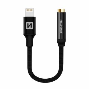SWISSTEN audio redukce Lightning / jack 3,5 mm (samice), délka 0,15 m, černá