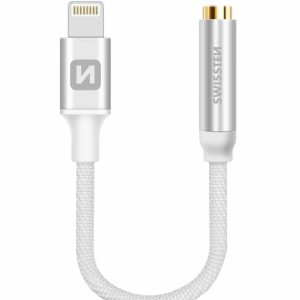 SWISSTEN audio redukce Lightning / jack 3,5 mm (samice), délka 0,15 m, stříbrná