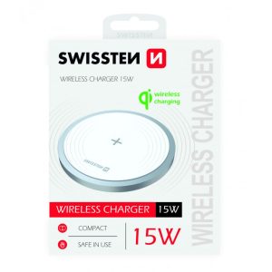 SWISSTEN Wireless 15 W bezdrátová nabíječka Barva: Bílá