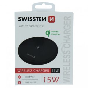 SWISSTEN Wireless 15 W bezdrátová nabíječka Barva: Černá