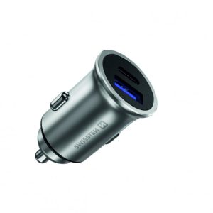 SWISSTEN CL adaptér Power Delivery + Quick Charge, USB-C , 36 W, kovové tělo Barva: Stříbrná