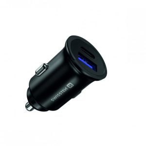 SWISSTEN CL adaptér Power Delivery + Quick Charge, USB-C , 36 W, kovové tělo Barva: Černá