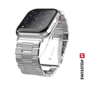 SWISSTEN řemínek pro Apple Watch kovový, šířka 38-40 mm Barva: Stříbrná