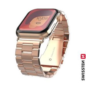 SWISSTEN řemínek pro Apple Watch kovový, šířka 38-40 mm Barva: Růžovo/zlatá