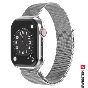 SWISSTEN řemínek pro Apple Watch milánský tah, šířka 38-40 mm Barva: Stříbrná