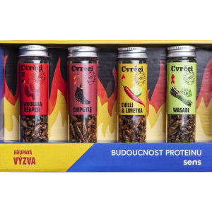 SENS Páliví křupaví & pražení cvrčci – Dárkový set 4 chutí