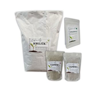 3.5kg HNOJÍK – cca 10L na 1000m² zahrady, 2000L zálivky + vápník, hořčík, svlečky
