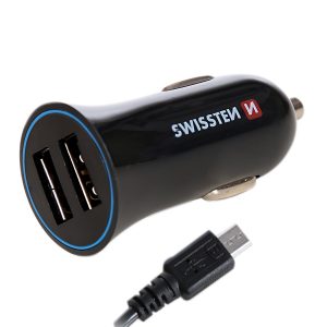 SWISSTEN autonabíječka 2xUSB, 2,4 A + kabel USB/micro USB